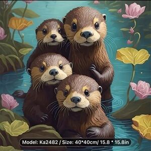 Diamond Art NIP Cute Otter Family